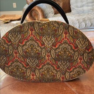 Vintage Velvet Paisley Pocket Book Purse Handbag